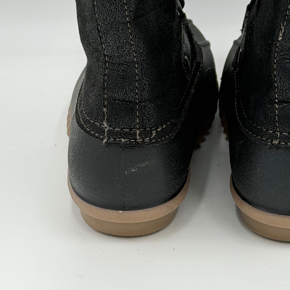 Yuu Fiona Black Faux Fur Trim Lace Up Duck Boots Womens Size 6 M Winter Mid Calf - Picture 9 of 12